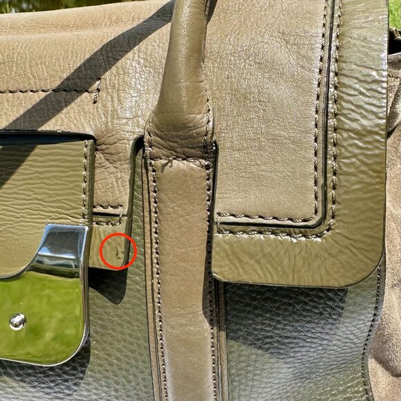 DVF Diane Von Furstenberg Harper Laurel Leather 2Tone Camo Green Shoulder Bag - Picture 12 of 16